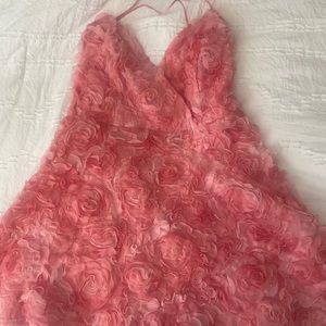 Pink 3D Floral Mini Dress